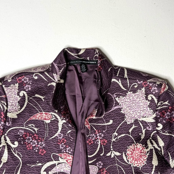 Linda Allard for Ellen Tracey Floral Purple Brocade Size 10 - Picture 3 of 7